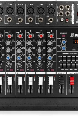 Vonyx AM8A Mélangeur 8 canaux avec amplificateur DSP/BT/SD/USB/MP3 Bon Plan
