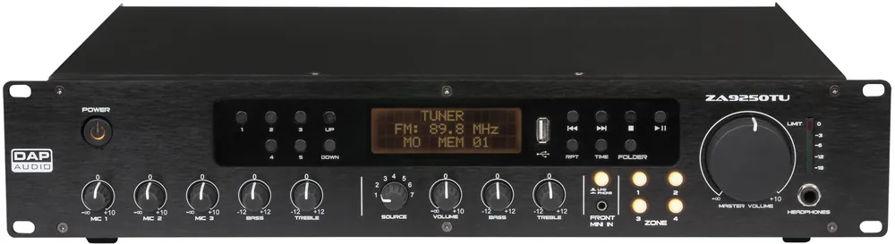 Acheter En Ligne Amplificateur mélangeur DAP-Audio ZA-9250TU 250 W 100 V 4 zones