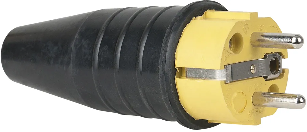 Meilleur Choix Connecteur Schuko mâle en caoutchouc PCE jaune - 240 V - CEE 7/VII - 16 A