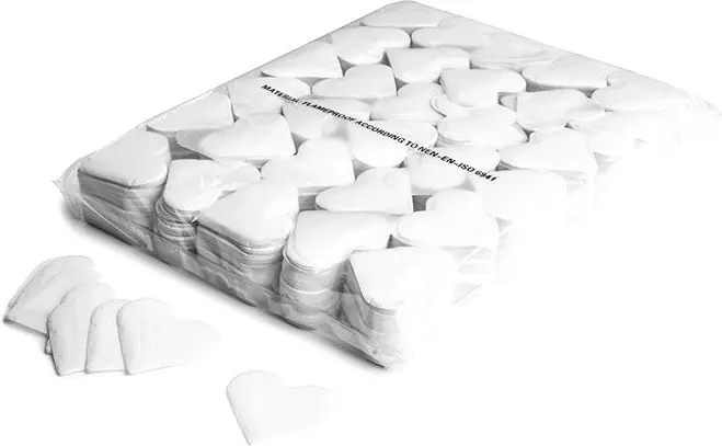 Acheter Direct Magic FX Slowfall confetti hearts Ø 55mm - White 1kg