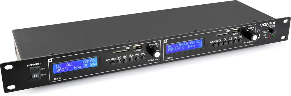 Vonyx VX2USB MK2 Lecteur multimédia double USB/SD/BT -B-Stock- Nouvelle Collection