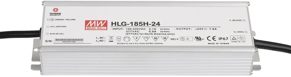 Alimentation LED MEANWELL 185 W/24 V CC MEAN WELL HLG-185H-24 Prix Réduit