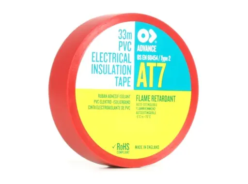 Solde Adh&eacute;sif AT7 PVC rouge 19mm x 33m 105823 - ADVANCE