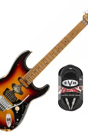 Evh Frankenstein Relic + Premium Cable 20 ft + Premium Leather Strap - vintage sunburst Affaire À Saisir