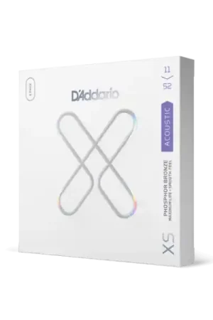 Achat Immédiat D'addario Cordes D'Addario XS Phosphor Bronze avec revêtement pour guitare acoustique, 11-52 Custom Light, pack de 3 jeux - jeu de 6 cordes